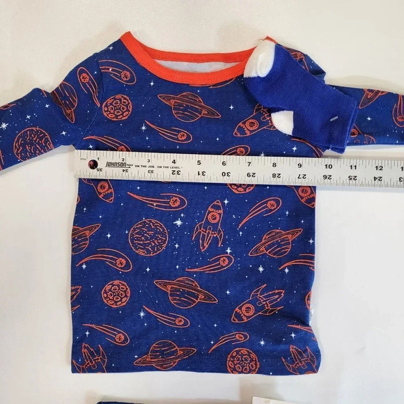 Sleep On It Mini Little Boys Moon Planet Rocket Print 3 Piece Pajama Set  SZ 24M - Picture 11 of 15